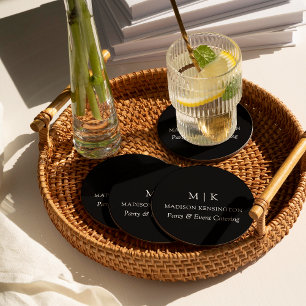 Minimalistisch monogram of Logo Business Black toe Ronde Kartonnen Onderzetter