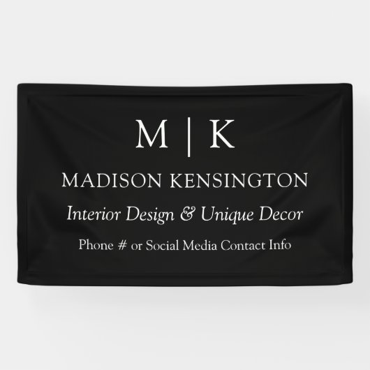 Minimalistisch monogram of Logo Business Black toe Spandoek (Horizontaal)