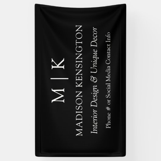 Minimalistisch monogram of Logo Business Black toe Spandoek (Verticaal)