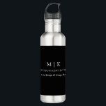 Minimalistisch monogram of Logo Business Black toe Waterfles<br><div class="desc">Moderne, minimalistische Drink- en waterfles. Zwart-wit of kies uw aangepaste kleuren. Ideaal voor kleine bedrijven, bedrijfsmerken, zelfstandigen, cateraars, bakkerijen, koffiecafés, restaurants, klanten adverteren en nog veel meer. Eenvoudig aan te passen met uw monogram-initialen, bedrijfsnaam en -informatie, taaktitel, slogan of zelfs uw eigen logo- of merkontwerp toe te voegen.</div>