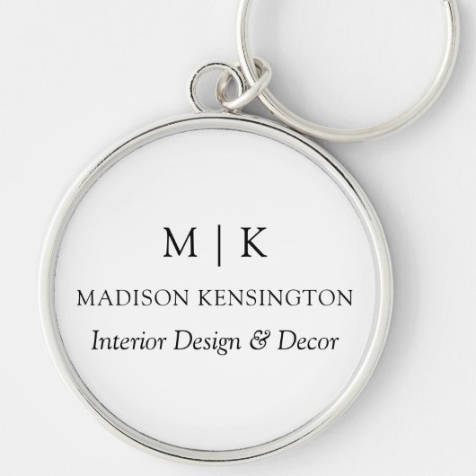 Minimalistisch monogram of Logo Business Round toe Sleutelhanger (Voorkant)