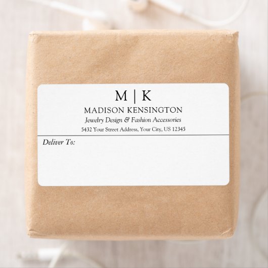 Minimalistisch monogram of Logo Business Shipping  Etiket (Insitu)