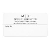 Minimalistisch monogram of Logo Business Shipping  Etiket (Voorkant)