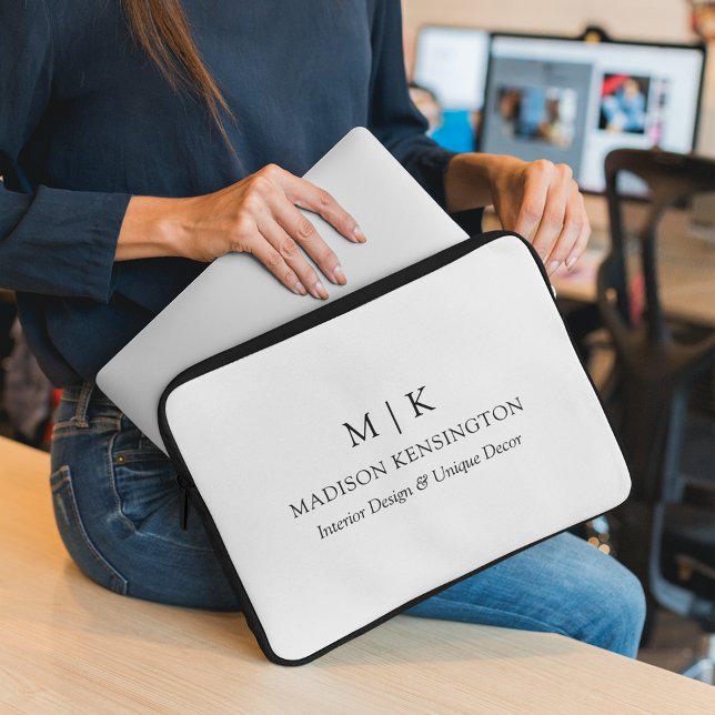 Minimalistisch monogram of Logo Business toevoegen Laptop Sleeve (Edit to Customize text, colors and more)