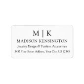 Minimalistisch monogram of voeg het Bedrijfs Adres Etiket (Voorkant)