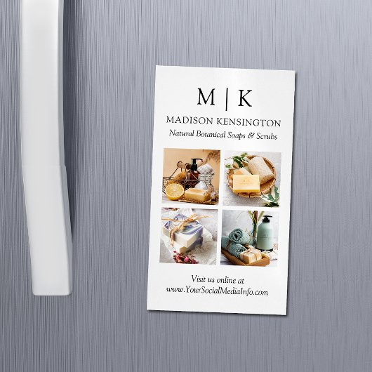 Minimalistisch monogram of voeg Logo 4 Foto's toe Magnetisch Visitekaartje