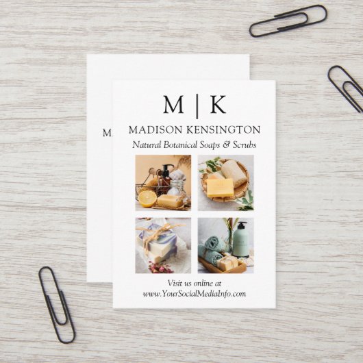 Minimalistisch monogram of voeg Logo Business 4-fo Visitekaartje (Voorkant / Achterkant in situ)