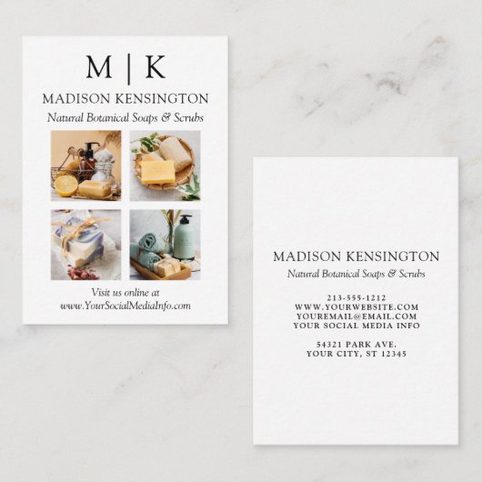 Minimalistisch monogram of voeg Logo Business 4-fo Visitekaartje (Voorkant / Achterkant)