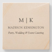 Minimalistisch monogram of voeg Logo Business Sand Stenen Onderzetter (Voorkant)