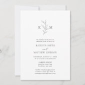 Minimalistisch Monogram Olijfblad repetitie Lunch Kaart (Voorkant)