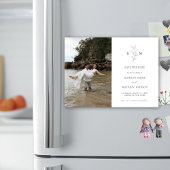 Minimalistisch Monogram Olijfblad Save the Date Magnetische Uitnodiging