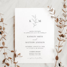 Minimalistisch Monogram Olive Leaf Branch Bruiloft