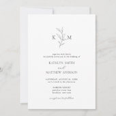Minimalistisch Monogram Olive Leaf Branch Bruiloft Kaart (Voorkant)