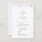 Minimalistisch Monogram Olive Leaf Branch Bruiloft RSVP Kaartje (Voorkant)