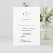 Minimalistisch Monogram Olive Leaf Branch Bruiloft RSVP Kaartje (Staand voorkant)