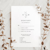 Minimalistisch Monogram Olive Leaf Branch Bruiloft RSVP Kaartje