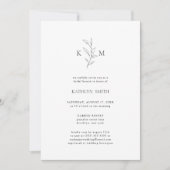 Minimalistisch Monogram Olive Leaf Bridal Brunch Kaart (Voorkant)