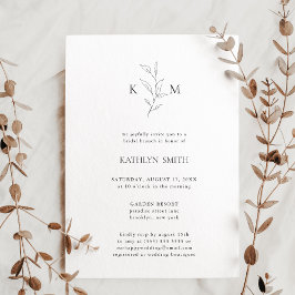 Minimalistisch Monogram Olive Leaf Bridal Brunch Kaart