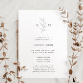 Minimalistisch Monogram Olive Leaf Bridal Brunch Kaart