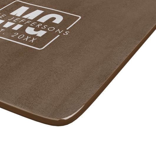 Minimalistisch Monogram Paar Bruiloft Jubileum Snijplank (Hoek)