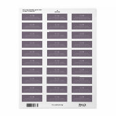 Minimalistisch monogram Paars retouradres Etiket (Full Sheet)