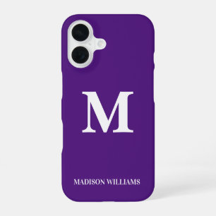 Minimalistisch Monogram Paarse & Wit Stijlvol Mode iPhone 16 Hoesje