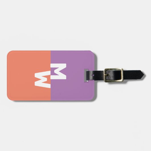 Minimalistisch Monogram Pastel Twee Toon Bagagelabel (Voorkant horizontaal)