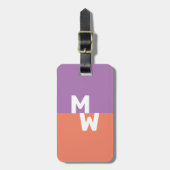 Minimalistisch Monogram Pastel Twee Toon Bagagelabel (Voorkant verticaal)