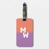 Minimalistisch Monogram Pastel Twee Toon Bagagelabel (Achterkant verticaal)