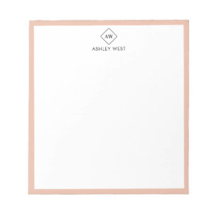 Minimalistisch Monogram Persoonlijk Briefpapier No Notitieblok