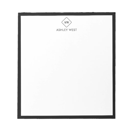 Minimalistisch Monogram Persoonlijk Briefpapier No Notitieblok (Voorkant)