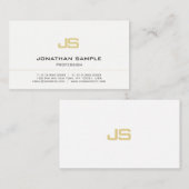 Minimalistisch monogram platte plaat Modern White Visitekaartje (Voorkant / Achterkant)