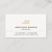 Minimalistisch monogram platte plaat Modern White Visitekaartje (Voorkant)