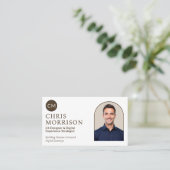 Minimalistisch Monogram Professionele QR Code Foto Visitekaartje (Staand voorkant)