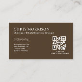 Minimalistisch Monogram Professionele QR Code Foto Visitekaartje (Achterkant)