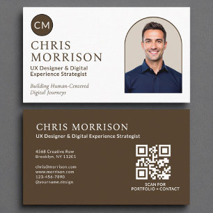 Minimalistisch Monogram Professionele QR Code Foto Visitekaartje