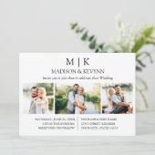 Minimalistisch Monogram QR Code Bruiloft 3 Foto Kaart (Staand voorkant)