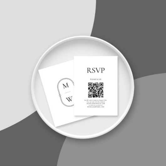 Minimalistisch Monogram QR Code Bruiloft RSVP Informatiekaartje