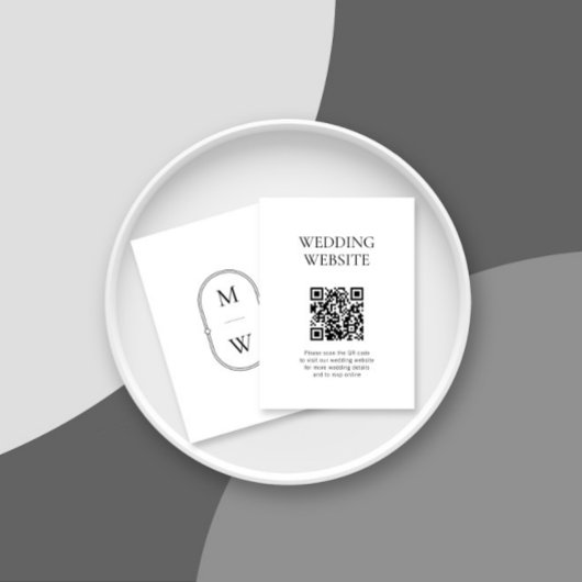 Minimalistisch Monogram QR Code Bruiloft Website Informatiekaartje