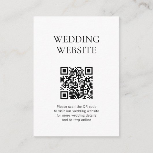 Minimalistisch Monogram QR Code Bruiloft Website Informatiekaartje (Voorkant)