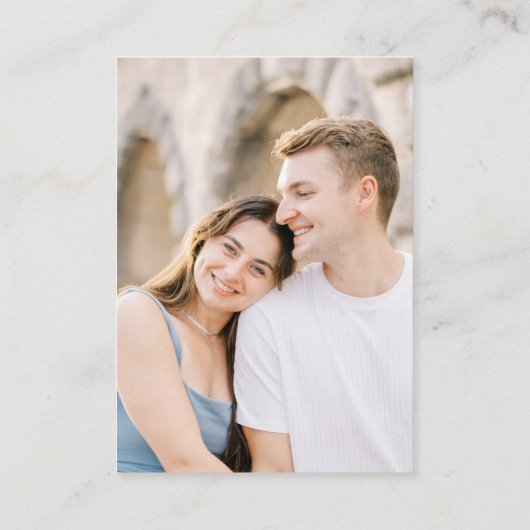 Minimalistisch Monogram QR Code Foto Huwelijk RSVP Informatiekaartje (Achterkant)