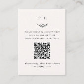 Minimalistisch Monogram QR Code Foto Huwelijk RSVP Informatiekaartje (Voorkant)