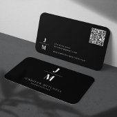 Minimalistisch monogram QR code professional zwart Visitekaartje