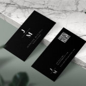 Minimalistisch monogram QR code professional zwart Visitekaartje