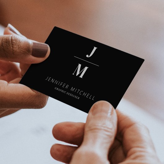 Minimalistisch monogram QR code professional zwart Visitekaartje