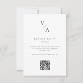 Minimalistisch Monogram QR Code Trouwen RSVP Kaartje (Voorkant)