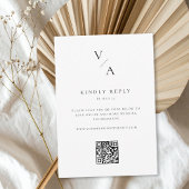 Minimalistisch Monogram QR Code Trouwen RSVP Kaartje