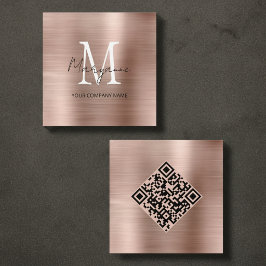 Minimalistisch Monogram QR Code Vierkante Visitekaartje