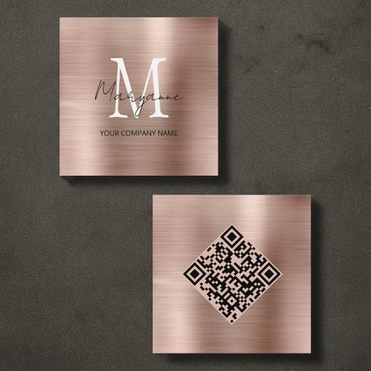 Minimalistisch Monogram QR Code Vierkante Visitekaartje