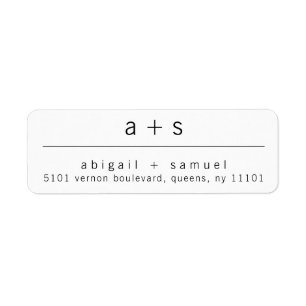 Minimalistisch Monogram Retouradres voor Huwelijk Etiket